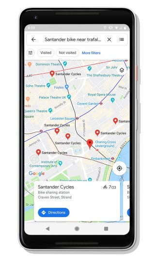Google Mapy bike-sharing