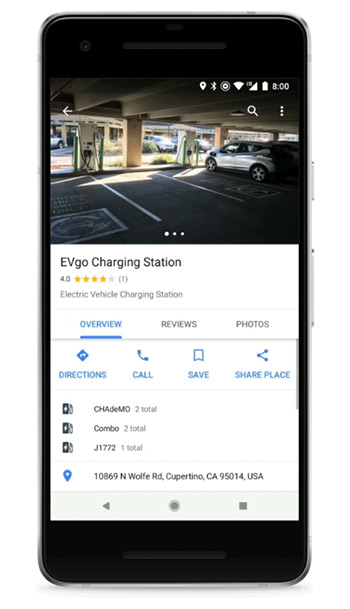 Mapy Google pro EV