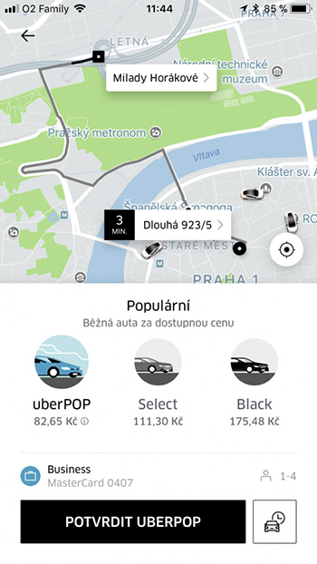Uber předem stanovená cena